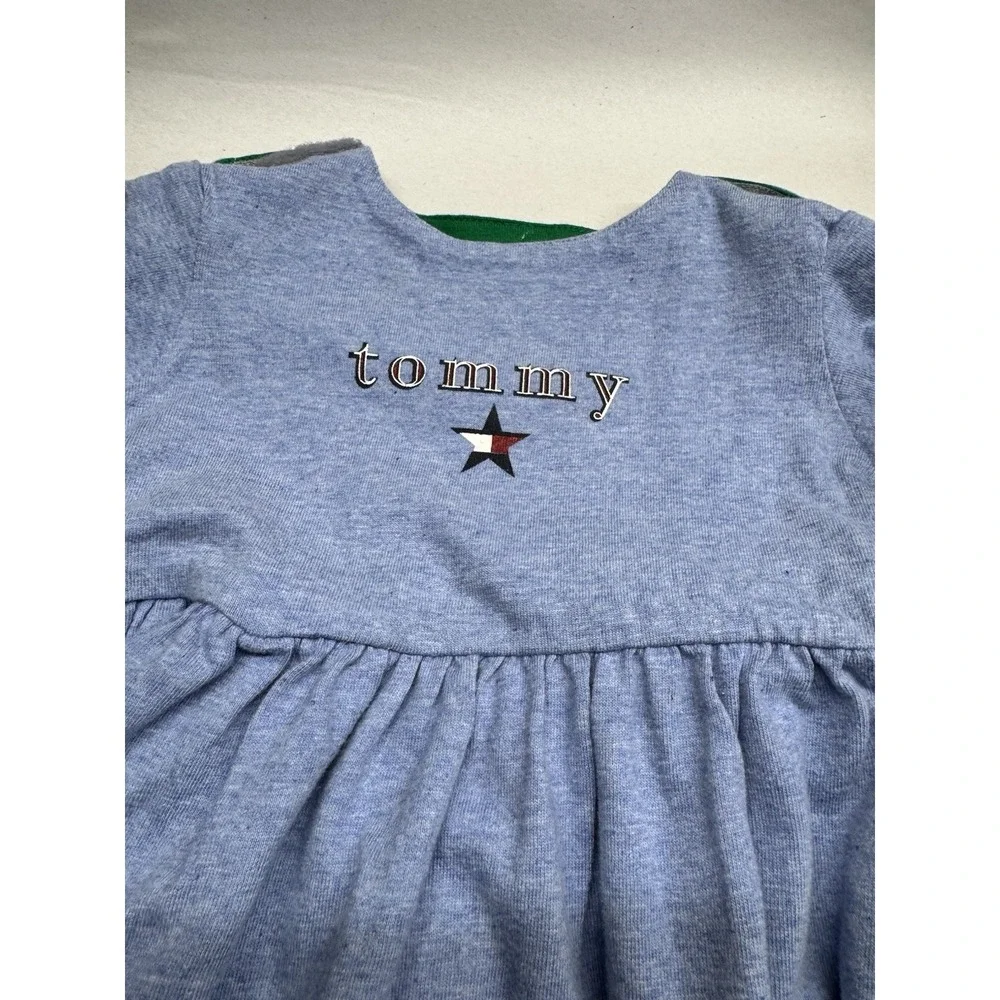 Tommy Hilfiger Baby Reversible Dress Green Blue Long Sleeve 12-18 MOS